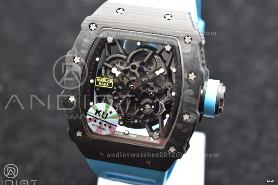 Best Red Dial Rubber Edition KUF Blue on Skeleton MIYOTA8215 RM035-02 Strap 0308